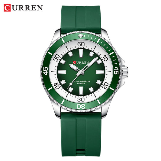 CURREN Classic Round Quartz Watch with Silicone Strap