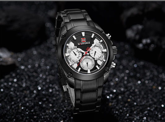 NAVIFORCE 9113 Steel Band Waterproof Quartz Watch