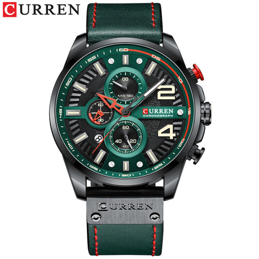 Curren 8393 Men's Waterproof Leather Watch with Calendar