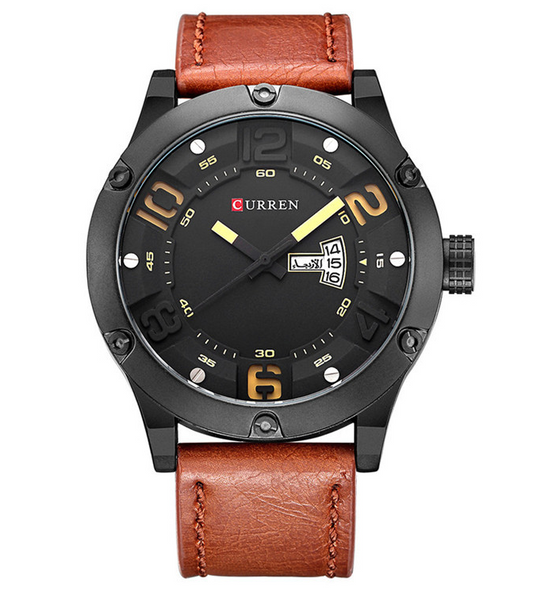 CURREN Men's Dual Calendar Waterproof Quartz Watch