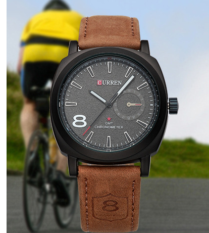 CURREN Men's Watch with Matte Leather Sports Strap