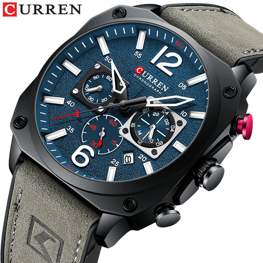 Curren 8398 Men's Watch with Calendar and Leather Strap