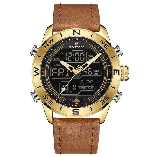 NAVIFORCE 9144 Men’s Gold LED Analog-Digital Watch