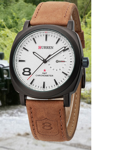 CURREN Men's Watch with Matte Leather Sports Strap