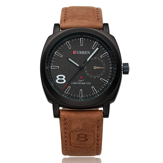 CURREN Men's Watch with Matte Leather Sports Strap