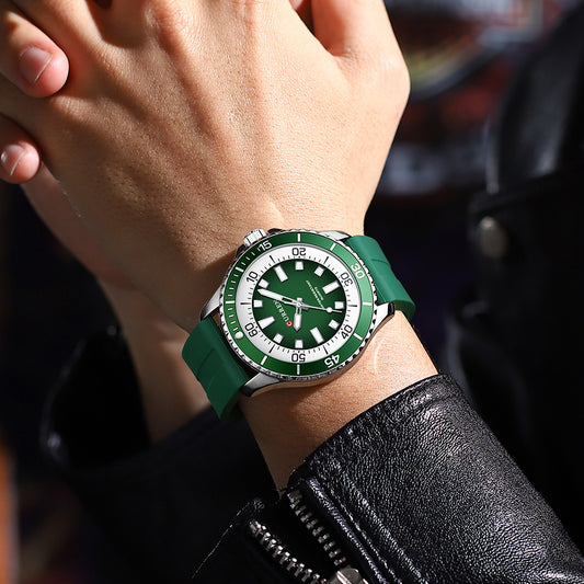 CURREN Classic Round Quartz Watch with Silicone Strap